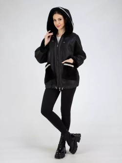 Дубленка натуральная с капюшоном двухсторонняя