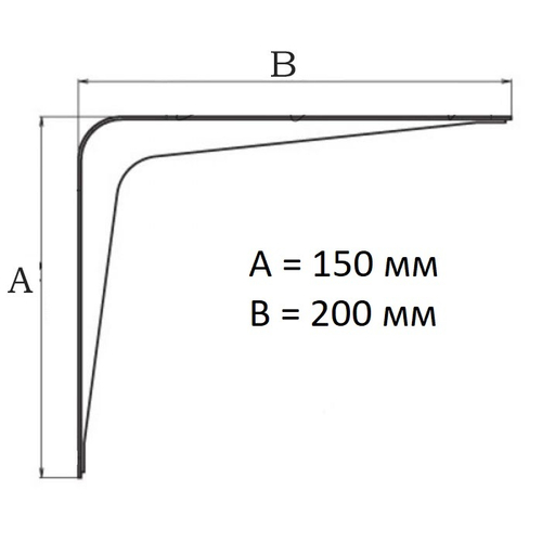 Кронштейн мебельный 150 × 200 мм (6/8), толщина 1,40 мм, белый/коричневый/серебристый