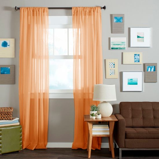 Длинные шторы. Тюль вуаль Nouvelle-2 (Orange)