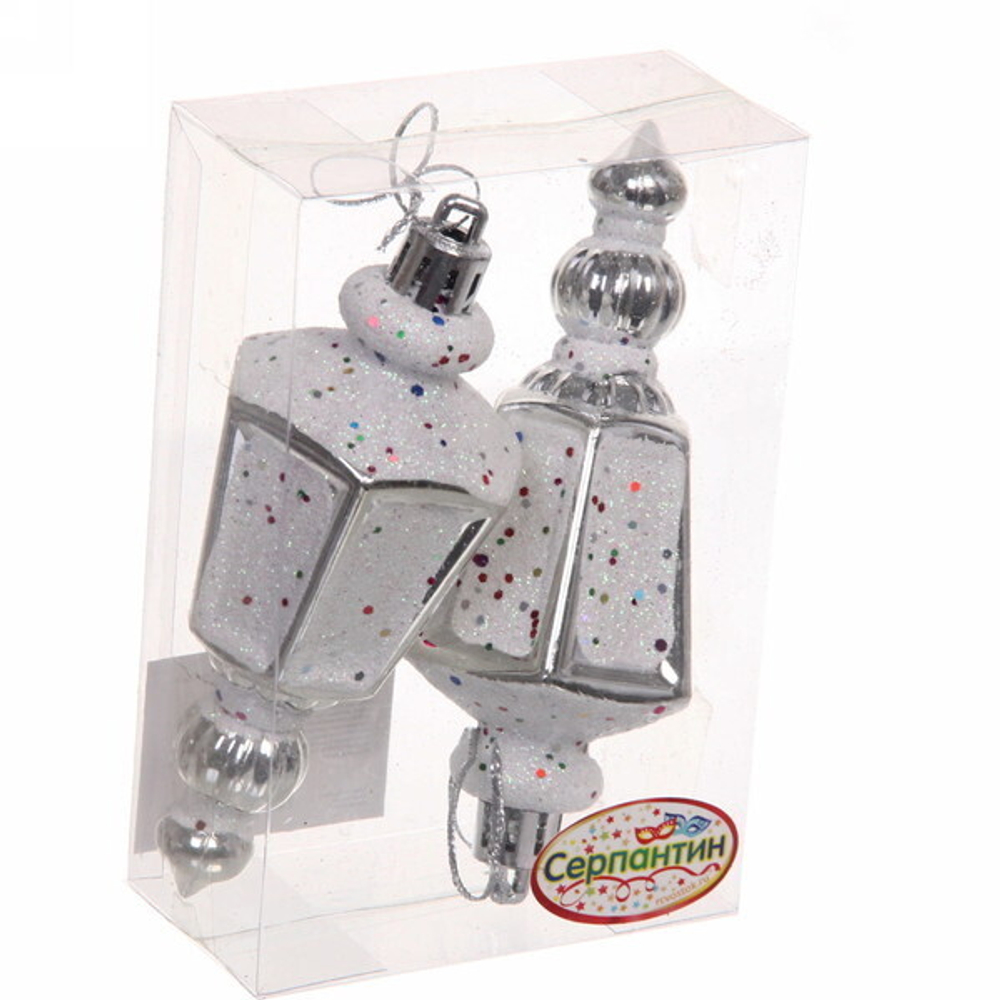 Ёлочные игрушки «Фонарик» 11 см (набор 2 шт), серебро