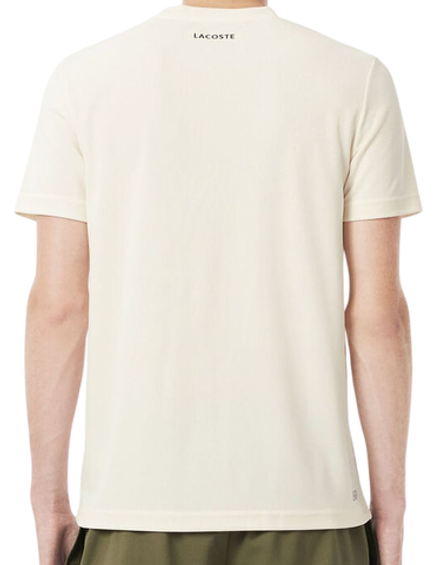 Мужская теннисная футболка Lacoste Ultra Dry Printed - ecru white