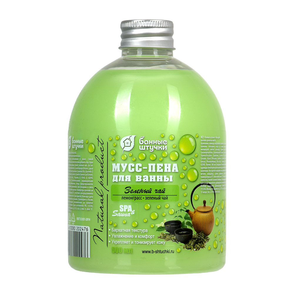 ПЕНА ДЛЯ ВАННЫ БАННЫЕ ШТУЧКИ ЗЕЛЕНЫЙ ЧАЙ 500МЛ 33462