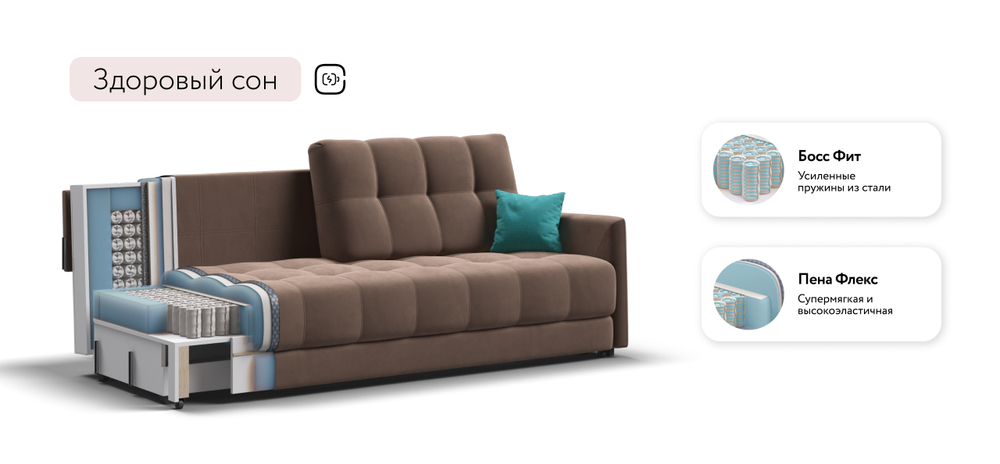 Диван BOSS 2.0 LOFT велюр Monolit мокко