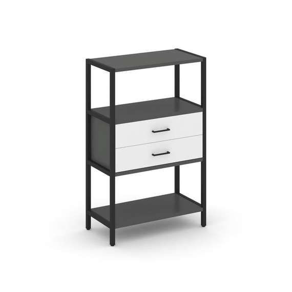 Shelf System Односекционный стеллаж трехярусный с ящиками SN.STM-312 Антрацит/Белый/Металл Черный 81
