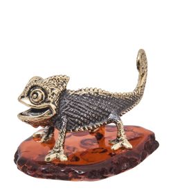 Народные промыслы AM-4094 Фигурка «Ящерица Паскаль» (латунь, янтарь)