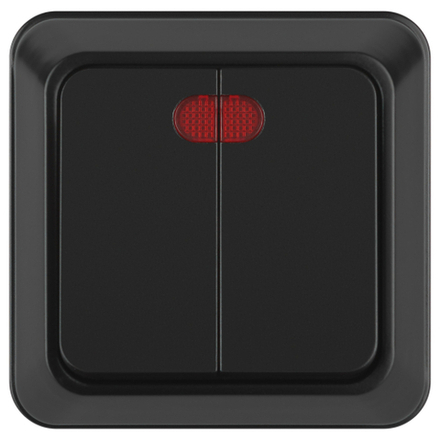 Выключатель Intro Quadro 2-105-05 двойной с подсветкой 10А-250В IP20 ОУ антрацит