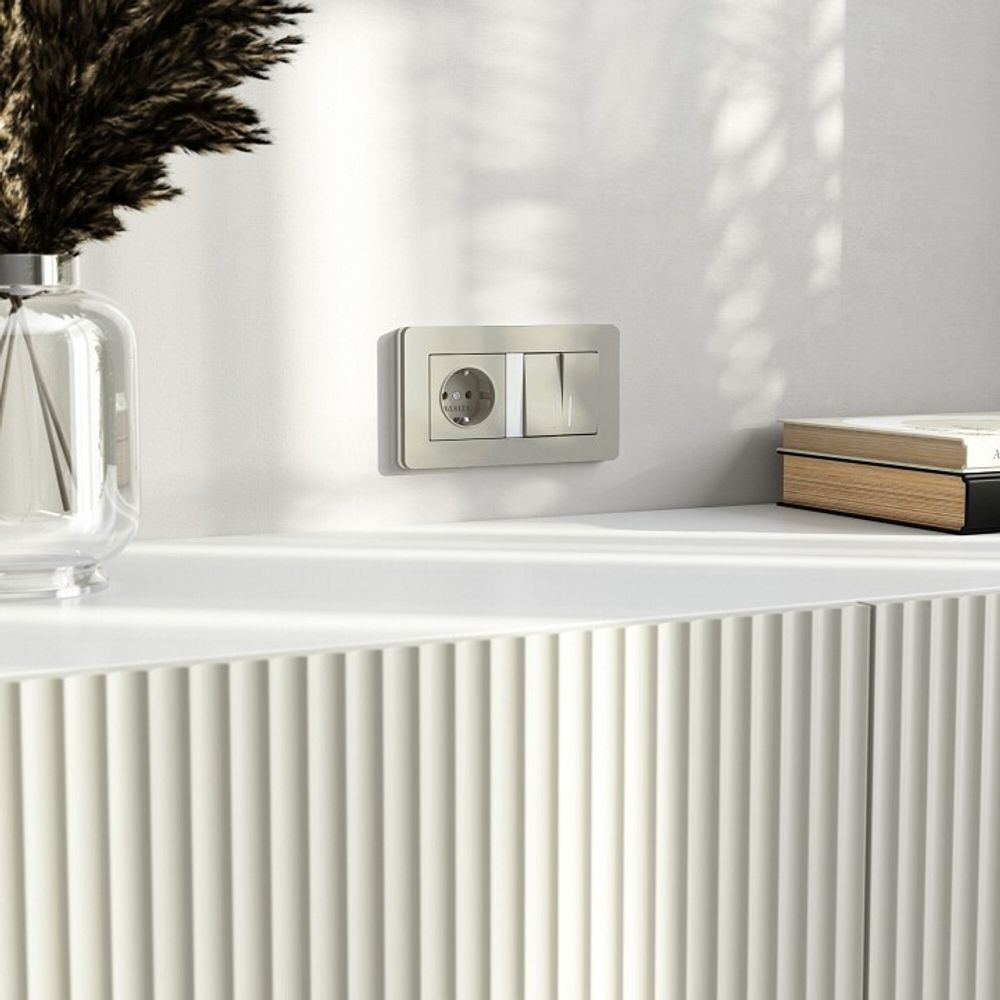 Выключатель проходной двухклавишный с подсветкой без рамки Werkel дымчатый W1222104