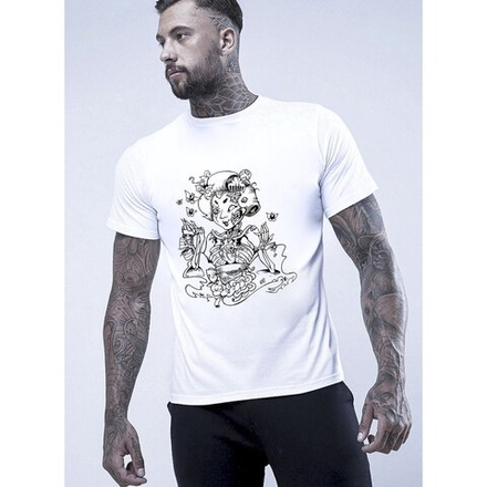 Мужская футболка белая с принтом "девушка" Emilio Barbone 020002m-EB