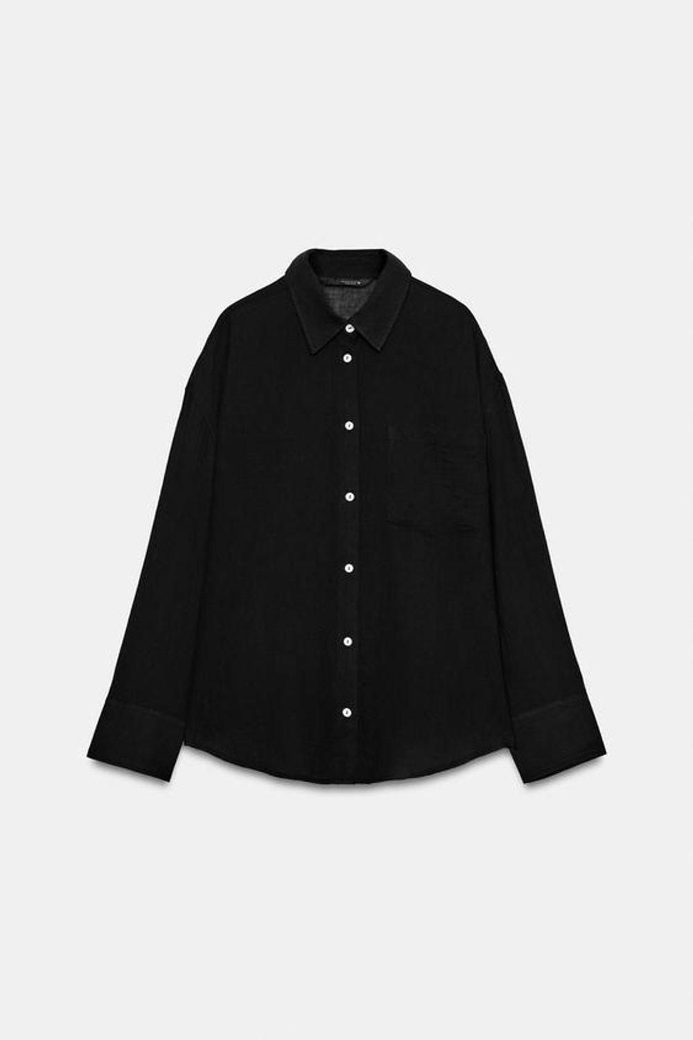 ZARA РУБАШКА ОВЕРСАЙЗ С КАРМАНОМ, ЧЕРНЫЙ