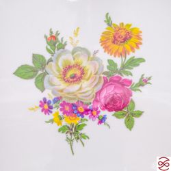 Салатник квадратный на ножке Queen's Crown Мейсенский букет 23см