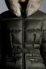 Женское длинное пуховое пальто Moncler Boedic с меховой отделкой