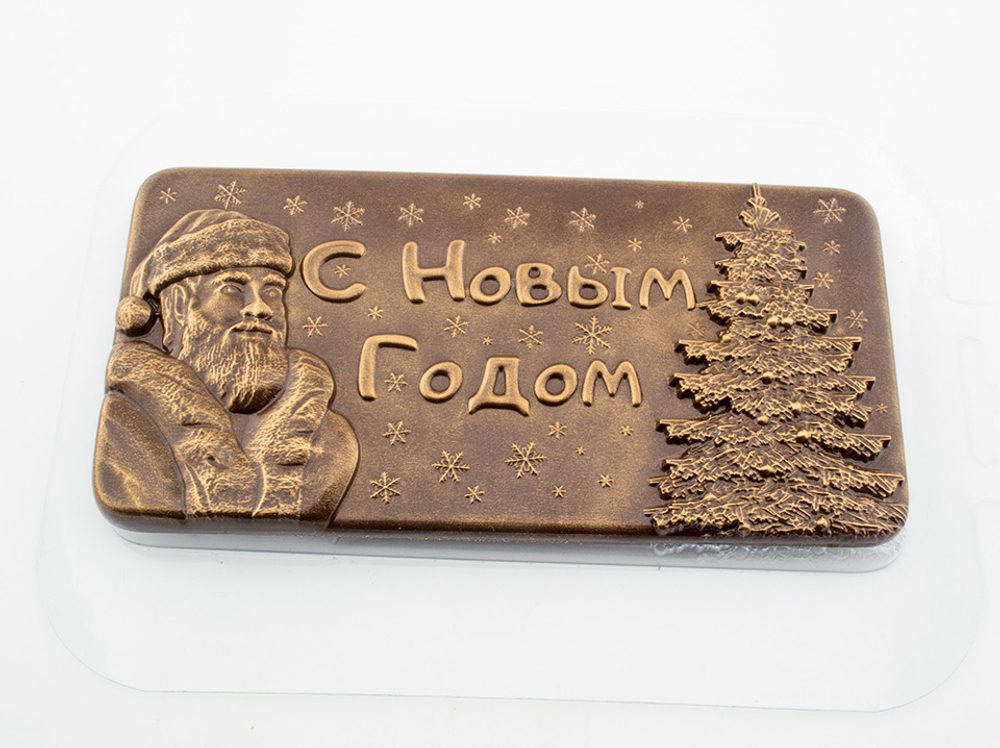 Пластиковая форма для шоколада "Дед мороз и елка"