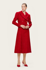 Красная твидовая юбка-миди "Эдит"