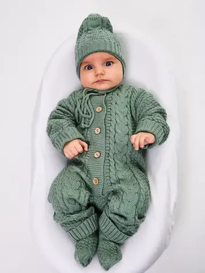 вязаный комбинезон для новорожденных