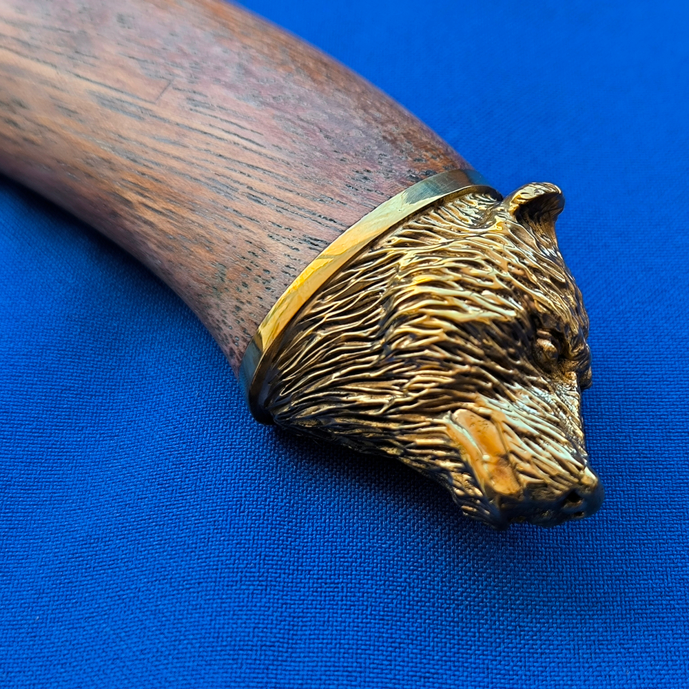 Нож кованый Сокол Дамаск, литьё латунь (Ворсма)