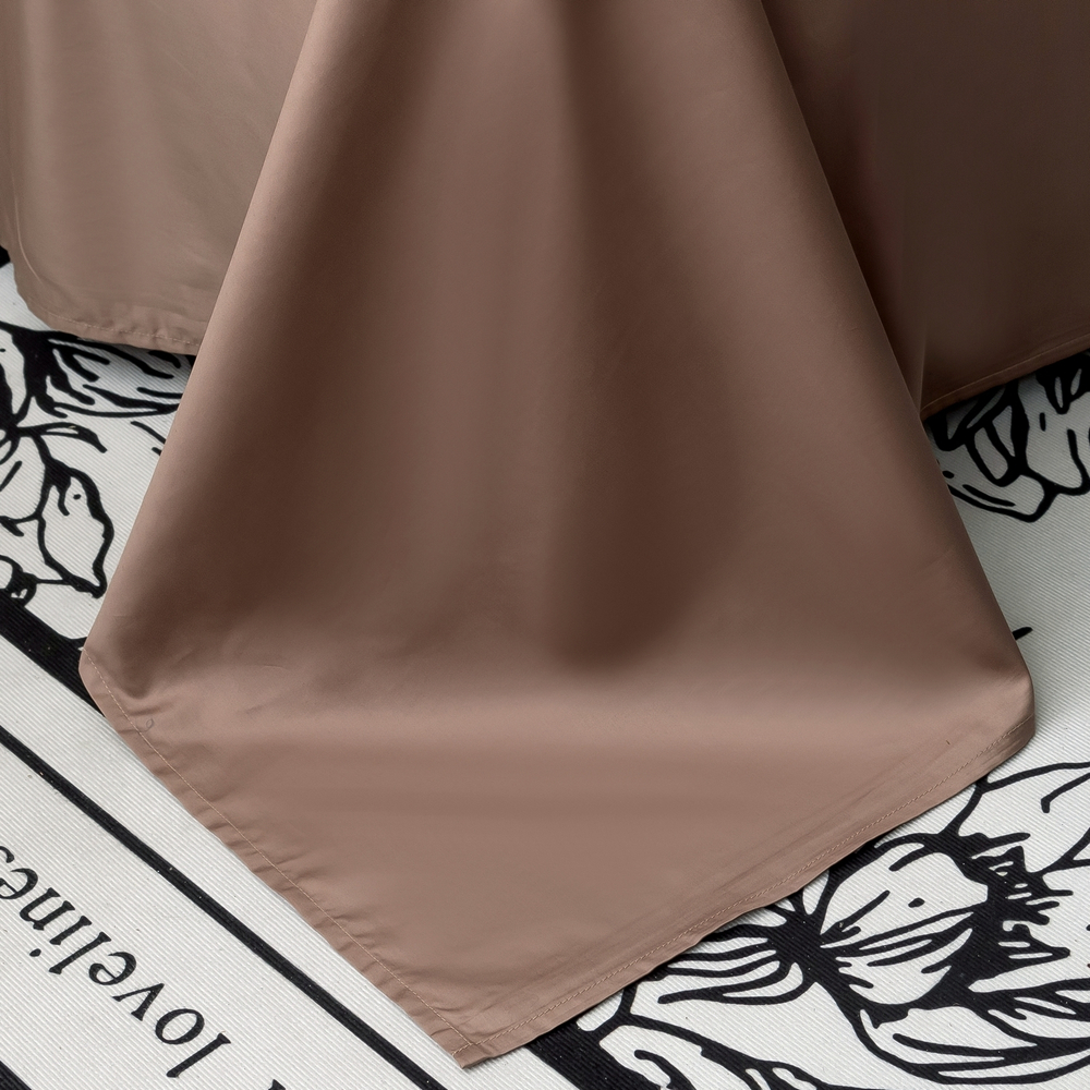 Комплект постельного белья Однотонный Сатин Премиум широкий кант на резинке OCPKR030