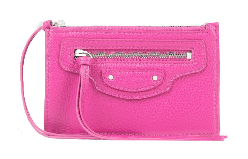 Balenciaga Neo Classic Cow Leather Coin Purse, Card Holder Women"s Bright Pink