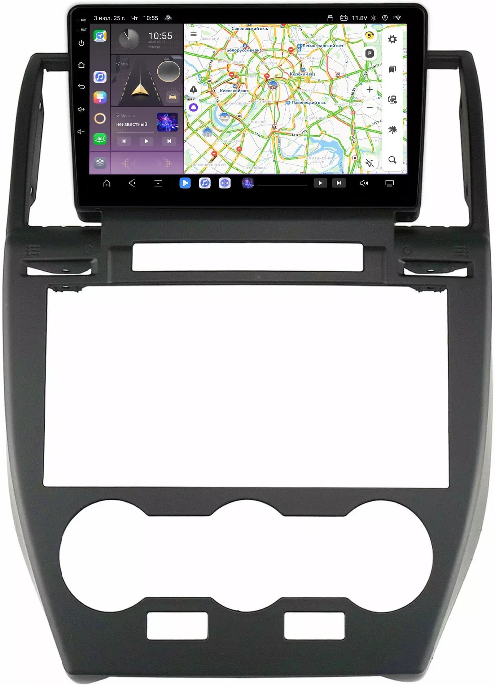 Магнитола для Land Rover Freelander 2007-2012 (взамен монохрома) - Kuberg QLed, Android 13, TS20, CarPlay, SIM-слот