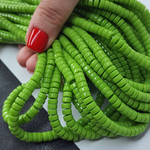 Бусины шайбы, рондель, салатовый, лэмпворк, стекло, р-р 6мм, цена за набор 10 шт