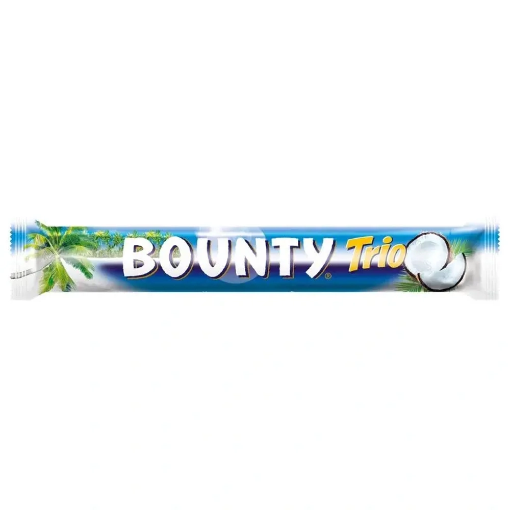 Bounty Батончик шоколадный, Трио, 82.5г., блок 144шт., Баунти