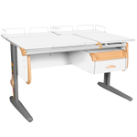 Растущая парта Дэми СУТ 25 с задними полками СУТ.15.210 и навесной тумбой (1200×880 мм)