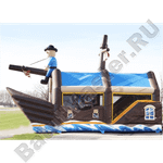Большой батут-горка "Пиратский корабль 2" с пушками