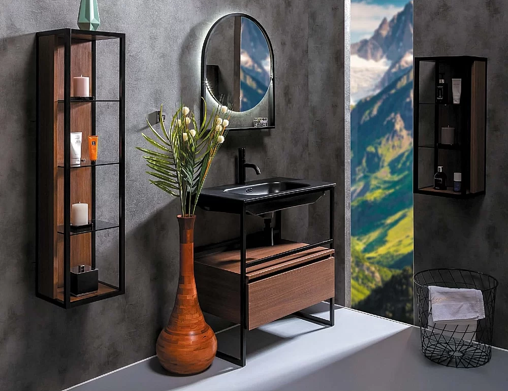 Тумба с раковиной Armadi Art Loft 80 темное дерево