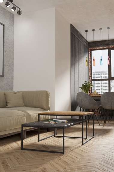 Стол журнальный Инсайд черный мрамор/черный