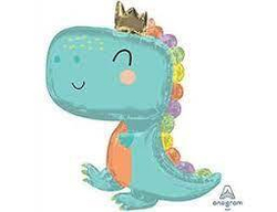 Шар (34''/86 см) Фигура, Динозаврик в короне, Мятный Д068 Д069