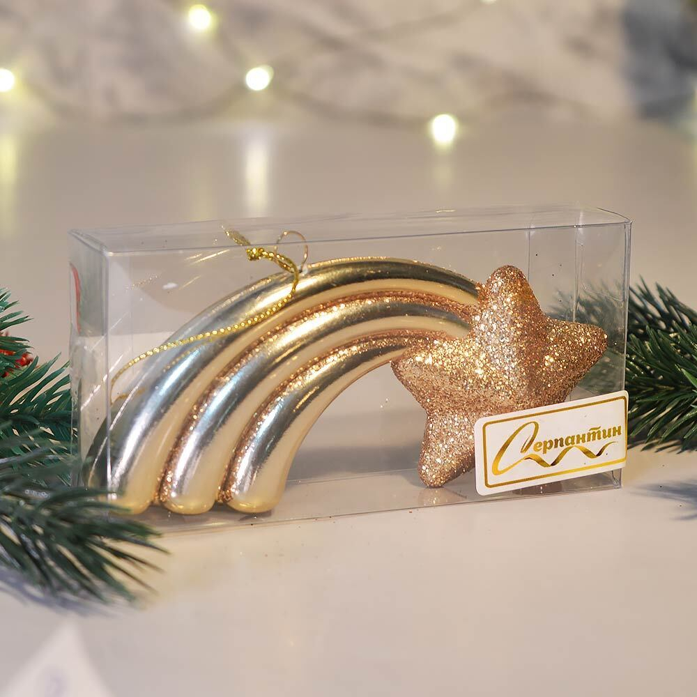 Елочная игрушка "Звезда желаний" 11*5*1,5см, шампань