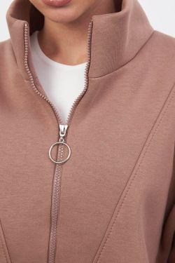 Утепленная олимпийка на молнии цвета молочный шоколад