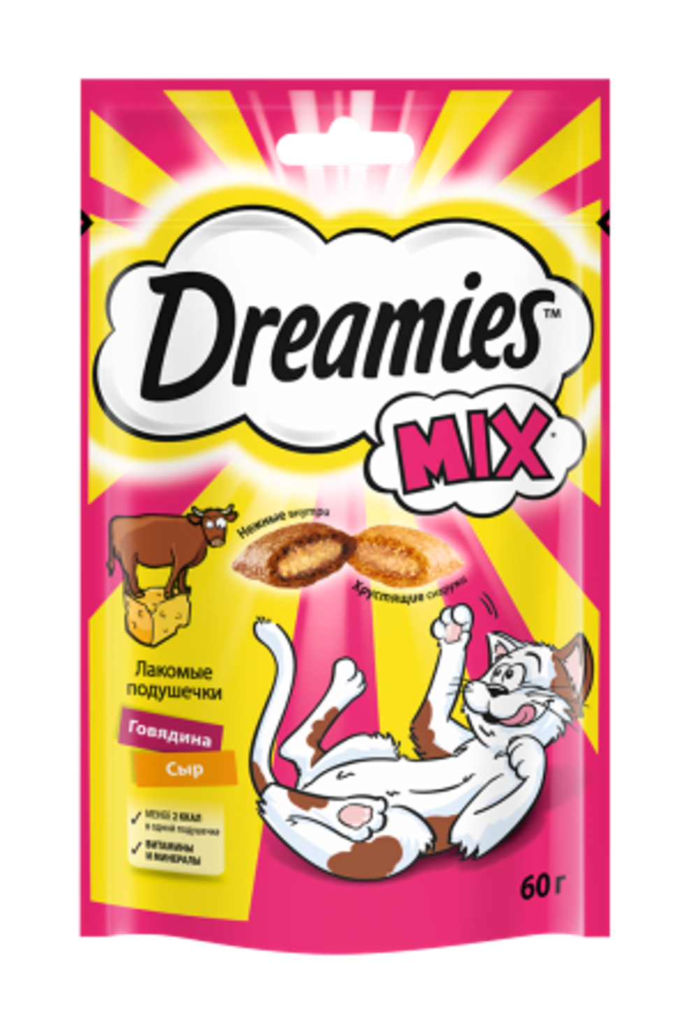 Dreamies лакомые подушечки говядина сыр 60 г