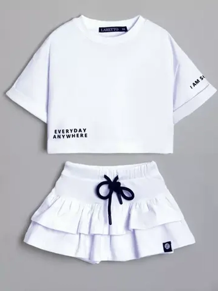 Костюм летний трикотажный футболка и юбка шорты