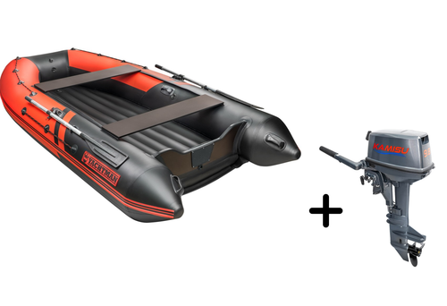 YACHTMAN-340 НДНД красный-черный + KAMISU T 9.8 BMS (комплект лодка + мотор)