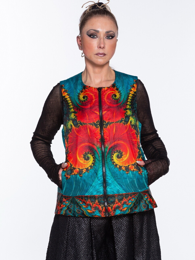 Двусторонний жилет "Космос", с принтом декоративной фрактальной композиции