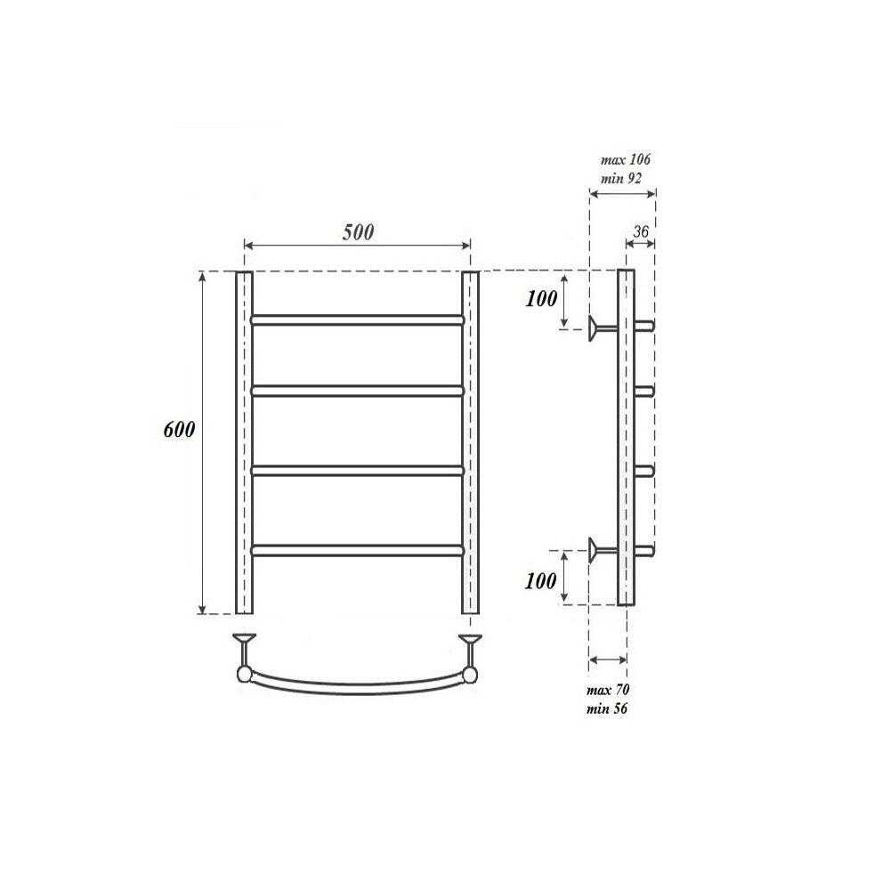 Полотенцесушитель водяной Point Афина PN04156 П4 500x600, хром