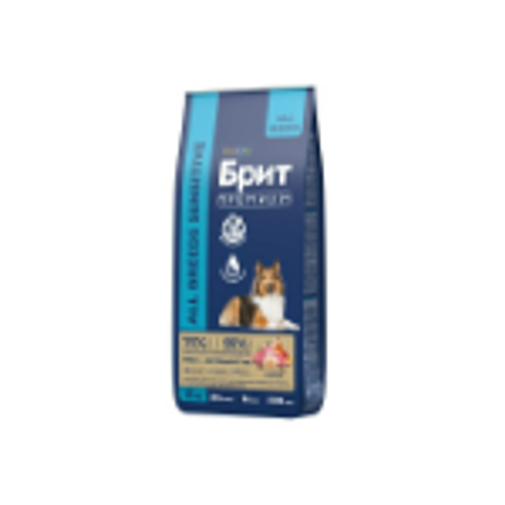 Корм для собак сухой BRIT PREMIUM с индейкой и телятиной для собак "Dog Adult Medium",15 кг