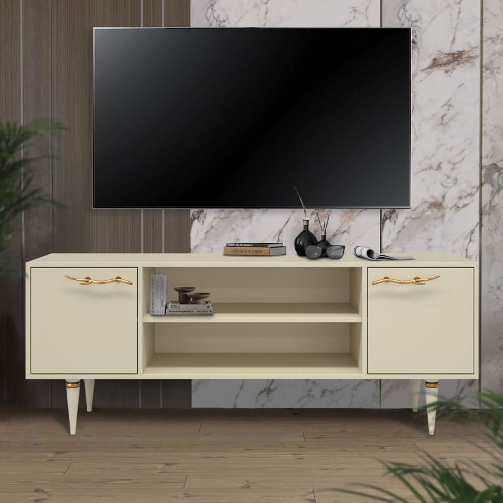 Тумба под ТВ Арт Колор matte 155см Классик Голд Серый шелк матовый