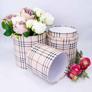 Коробки Тубус "Шотландская клетка" Набор 3 шт. Бежевые