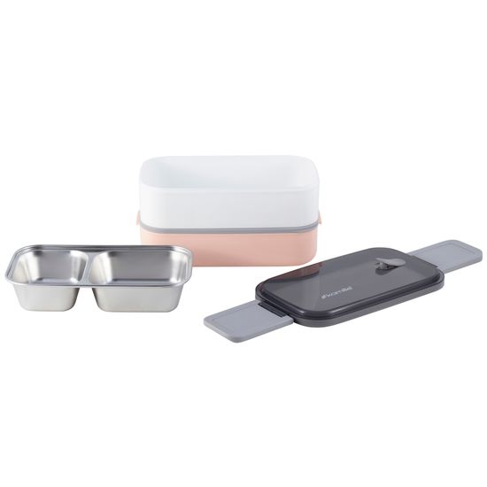 Ланч бокс двойной 1400 мл. Kamille KM 2134 пластик, нержавеющая сталь