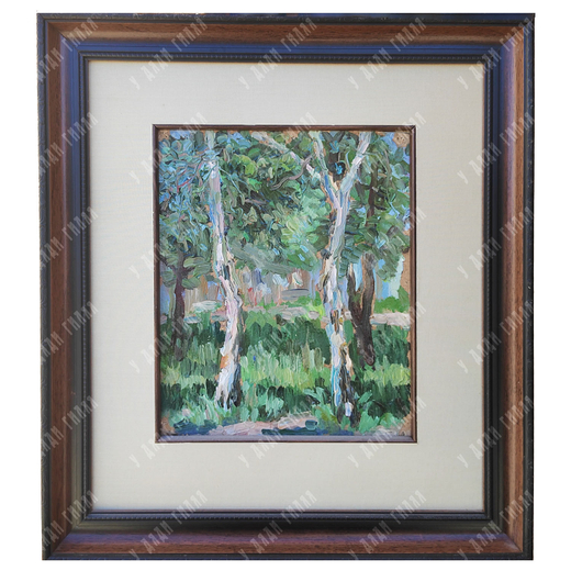 Динес Ю. С. Березы. Саратов. Этюд. Картон, масло. 1949