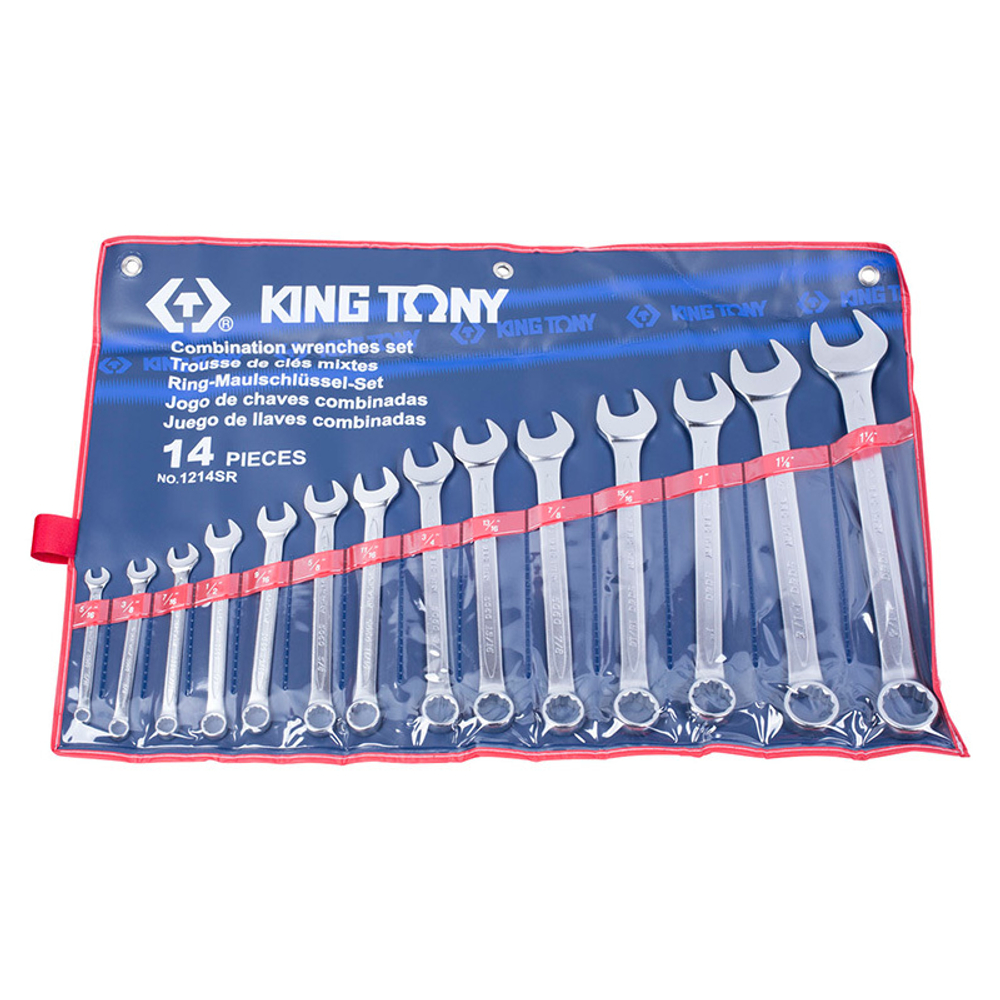 KING TONY (1214SR) Набор комбинированных ключей, 5/16" - 1&1/4", 14 предметов