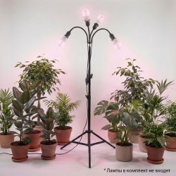 UML-P200 E27x4 BLACK PLANT Светильник напольный для 4-х фитоламп. На штативе. Цоколь E27. Черный. ТМ ФитоЛето