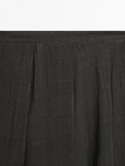 Massimo Dutti Длинная юбка из струящейся ткани с воланами, кротово-коричневый