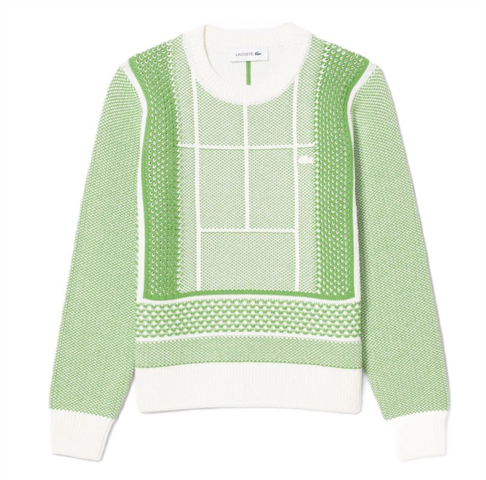 Женская теннисная куртка Lacoste Tennis Court Graphic Jacquard - flour/billiard green