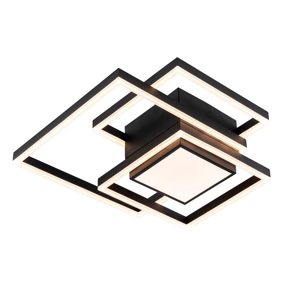 Потолочный светодиодный светильник 143Вт, 10416Лм, 3000-6500К, Ra>80,  плавная регулировка мощности, изменение цветовой температуры, ночник,  металл/акрил, черный