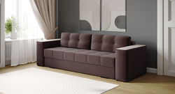 Диван раскладной Нави, коричневый/мдф сандал белый