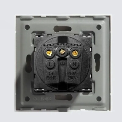 Розетка стеклянная одинарная с рамкой черная