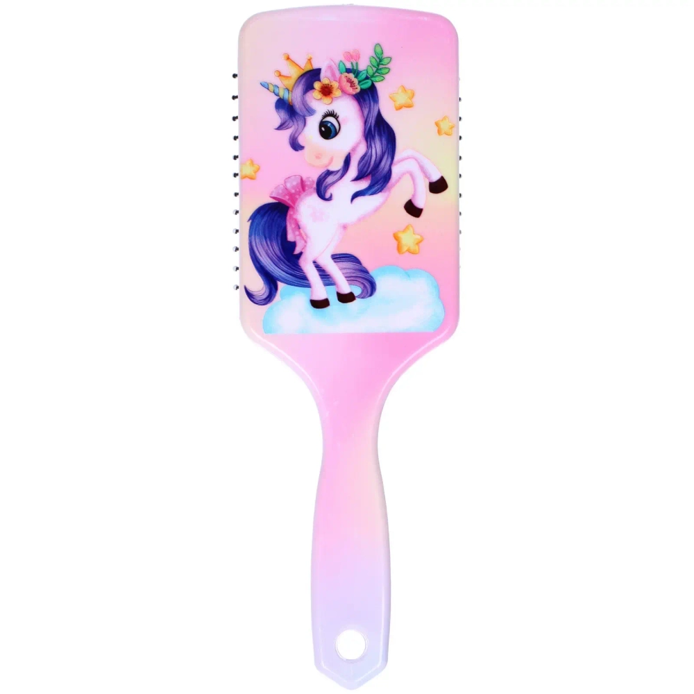 Расческа массажная «ЕДИНОРОЖКИ», микс 4 дизайна, 24*7,5см (PVC упаковка)