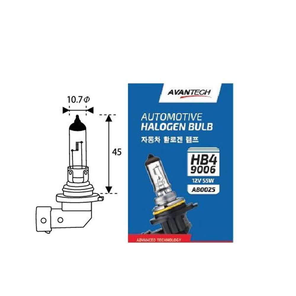 AB0025 AVANTECH 9006 (HB4) 12V 55W  Лампа головного света